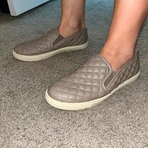 Steve Madden Quilted Taupe Slip-On Loafers